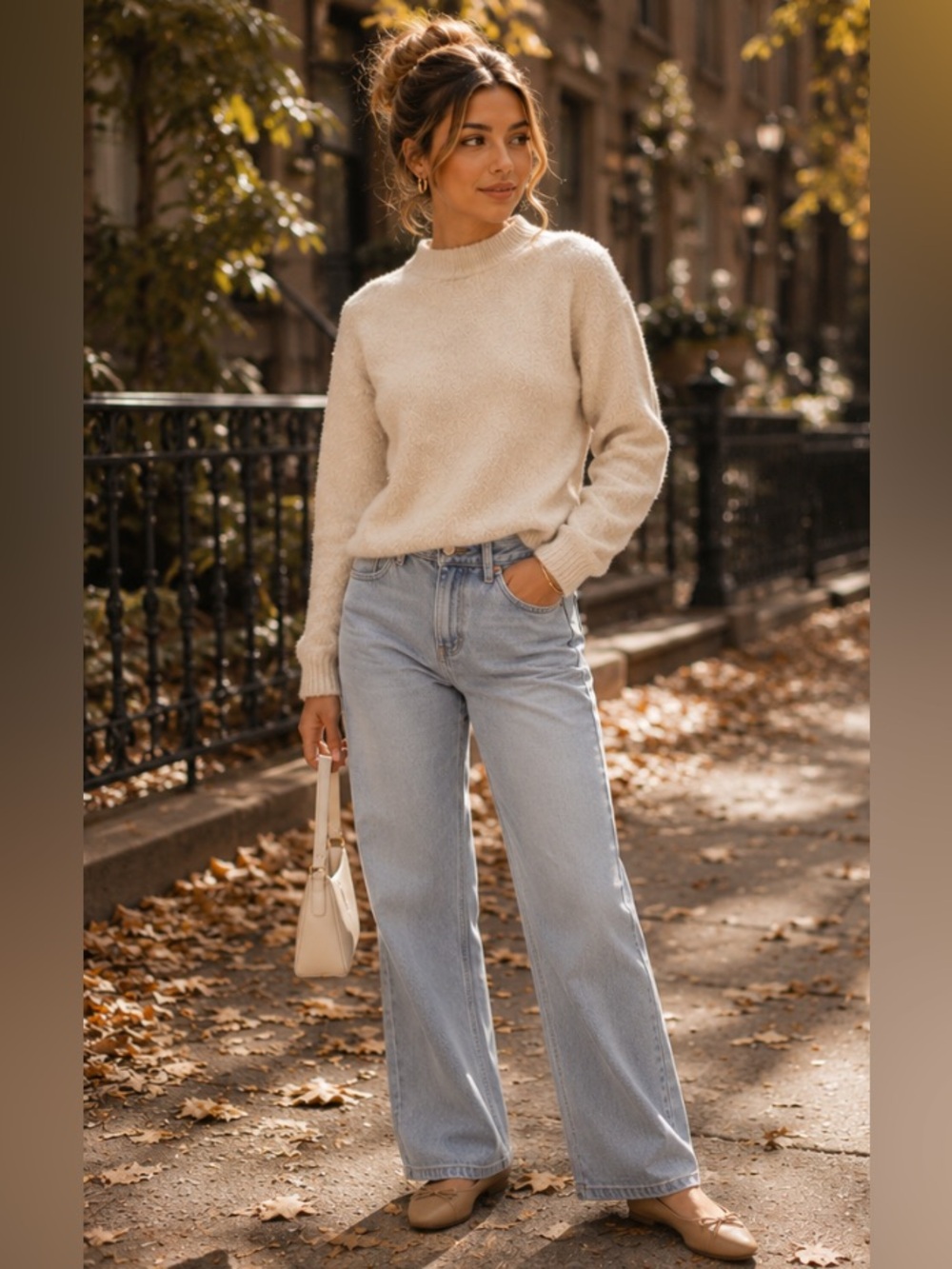 Joie oatmeal cream funnel Neck Sweater